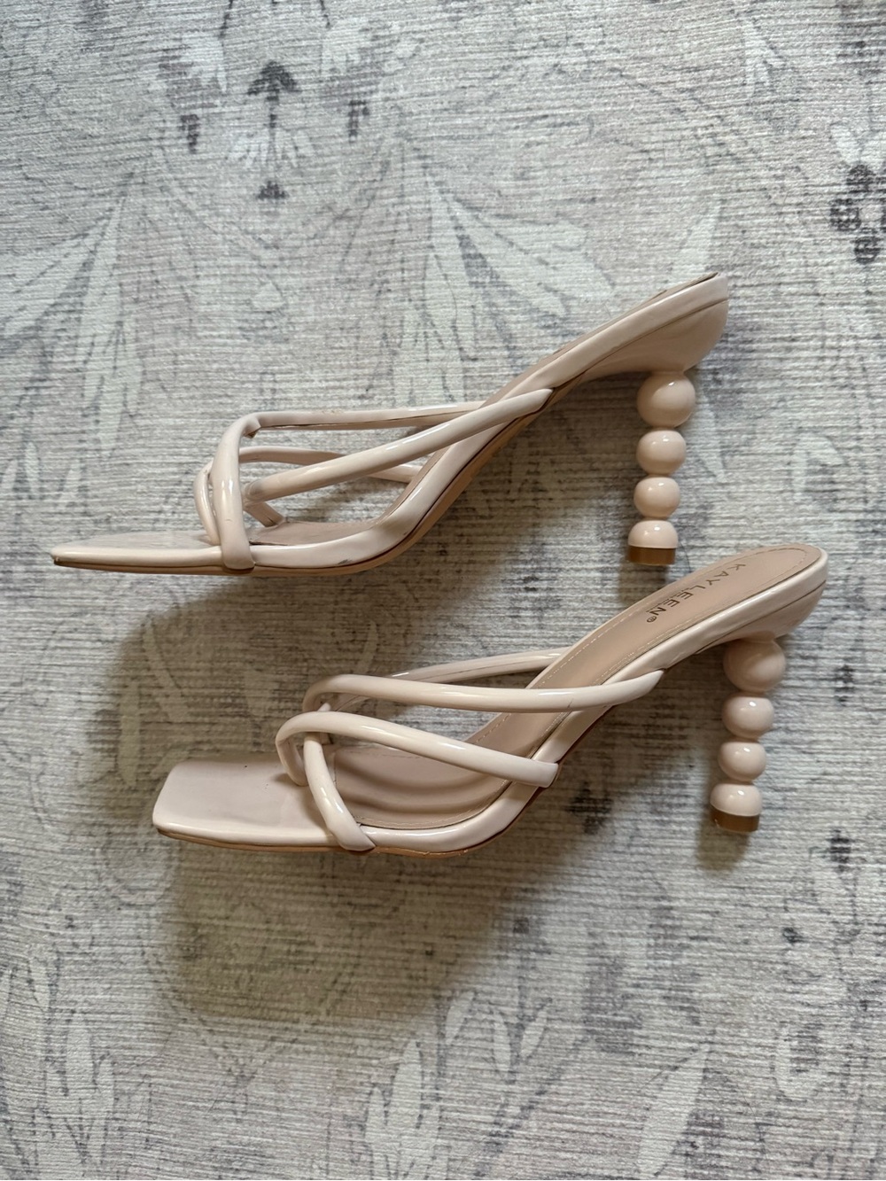 Kayleen Nude Strappy Square-Toe Women's Mule Heels